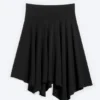 Falda asimétrica de jersey de talle medio – Negro