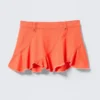 Falda asimétrica de sarga con flecos – Rojo claro Falda asimétrica de sarga con flecos – Rojo claro