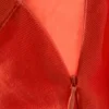 Falda asimétrica de sarga con flecos – Rojo claro Falda asimétrica de sarga con flecos – Rojo claro