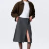 Falda asimétrica de traje en mezcla de lino – Gris oscuro Falda asimétrica de traje en mezcla de lino – Gris oscuro