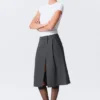 Falda asimétrica de traje en mezcla de lino – Gris oscuro Falda asimétrica de traje en mezcla de lino – Gris oscuro