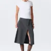 Falda asimétrica de traje en mezcla de lino – Gris oscuro Falda asimétrica de traje en mezcla de lino – Gris oscuro