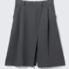 Falda asimétrica de traje en mezcla de lino – Gris oscuro Falda asimétrica de traje en mezcla de lino – Gris oscuro