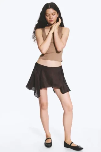 Falda asimétrica – Marrón oscuro