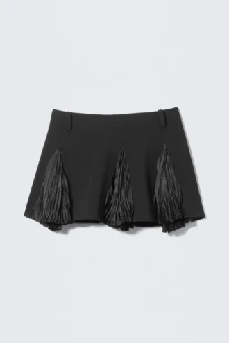 Falda con inserción plisada – Negro
