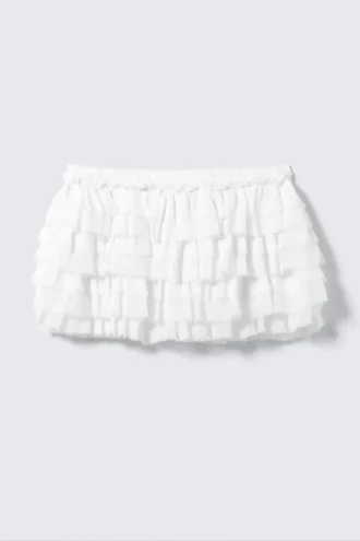 Falda con volantes en capas – Blanca