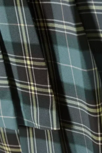 Falda cruzada asimétrica con pliegues – Cuadros verde oscuro apagado