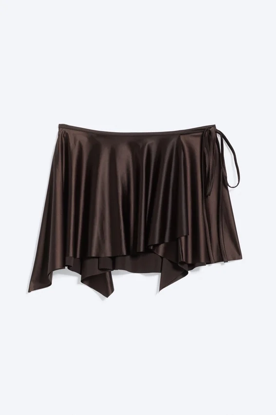 Falda cruzada asimétrica – Marrón oscuro Falda cruzada asimétrica – Marrón oscuro