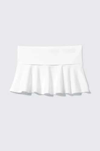 Falda de algodón con cintura ancha – Blanca