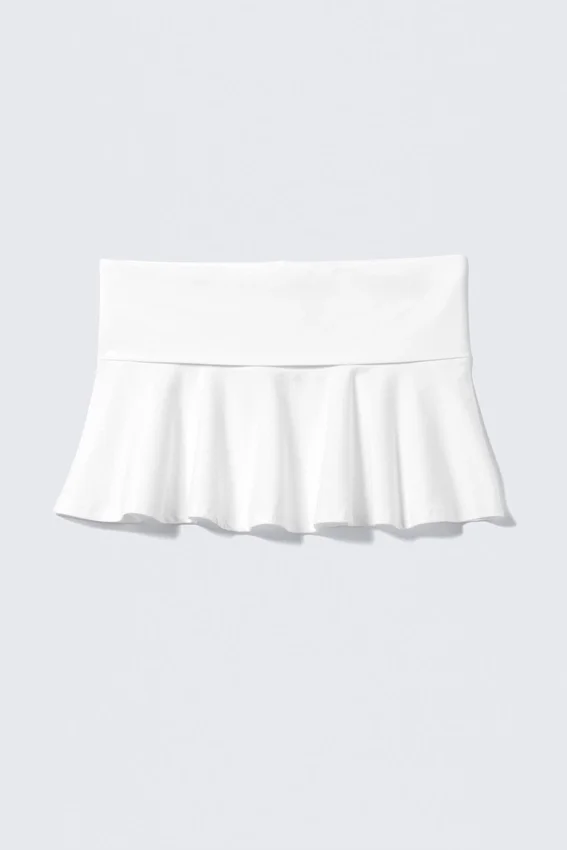 Falda de algodón con cintura ancha – Blanca Falda de algodón con cintura ancha – Blanca