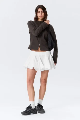 Falda de algodón plisada – Blanco