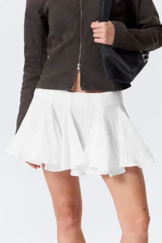 Falda de algodón plisada – Blanco