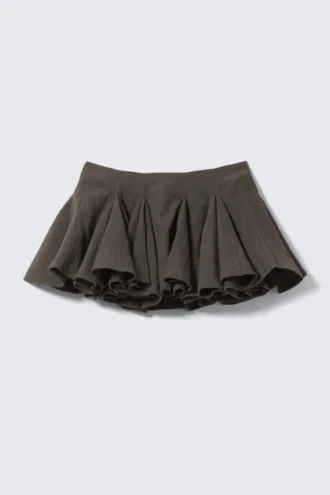 Falda de algodón plisada – Gris oscuro