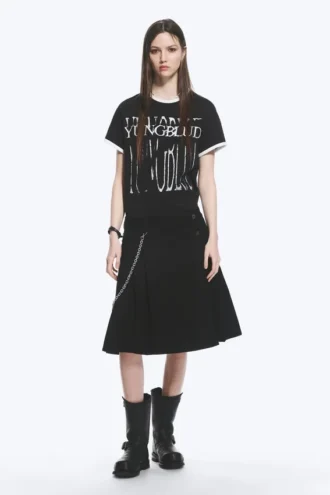 Falda de denim de talle medio Yungblud – Negro