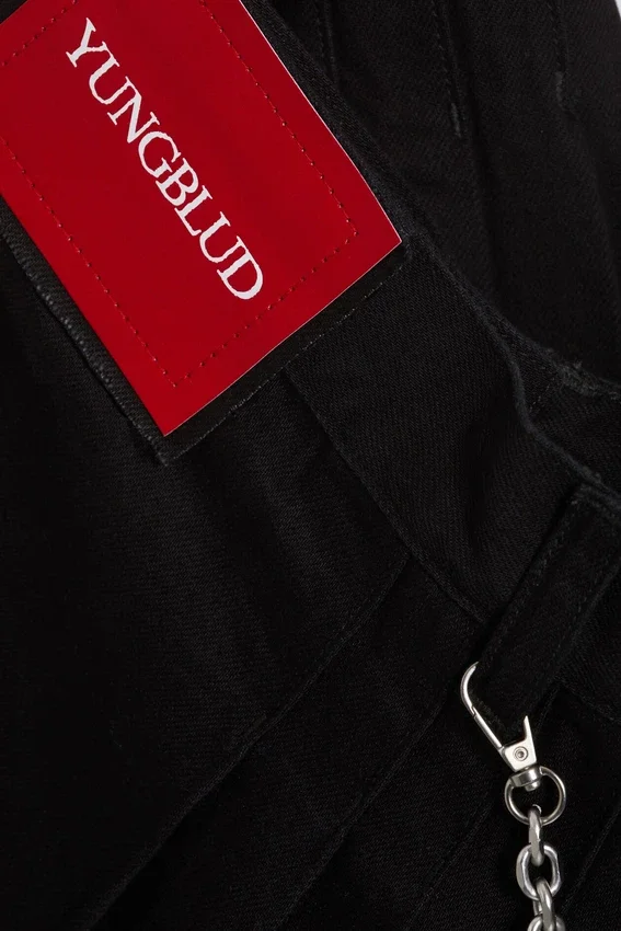Falda de denim de talle medio Yungblud – Negro Falda de denim de talle medio Yungblud – Negro
