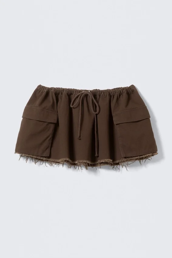 Falda de sarga utilitaria – Marrón oscuro Falda de sarga utilitaria – Marrón oscuro
