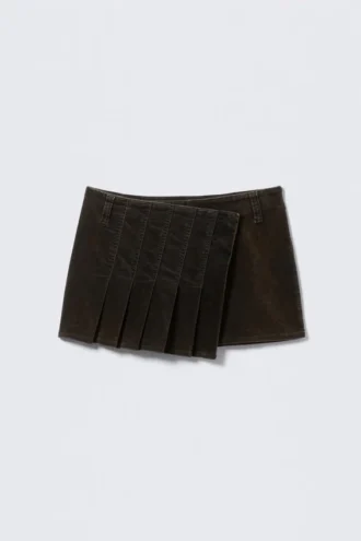 Falda de terciopelo plisado – Marrón oscuro