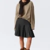 Falda de traje acampanada de talle bajo hasta la rodilla – Gris oscuro Falda de traje acampanada de talle bajo hasta la rodilla – Gris oscuro