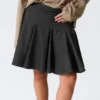 Falda de traje acampanada de talle bajo hasta la rodilla – Gris oscuro Falda de traje acampanada de talle bajo hasta la rodilla – Gris oscuro