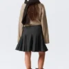 Falda de traje acampanada de talle bajo hasta la rodilla – Gris oscuro Falda de traje acampanada de talle bajo hasta la rodilla – Gris oscuro