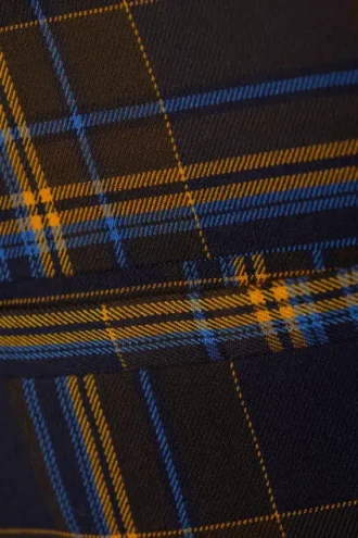 Falda de traje mini de cintura baja – Cuadros azul oscuro
