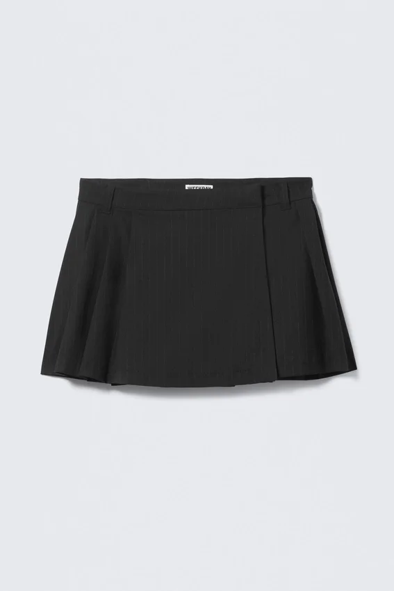 Falda de traje plisada – Azul oscuro – Rayas finas Falda de traje plisada – Azul oscuro – Rayas finas