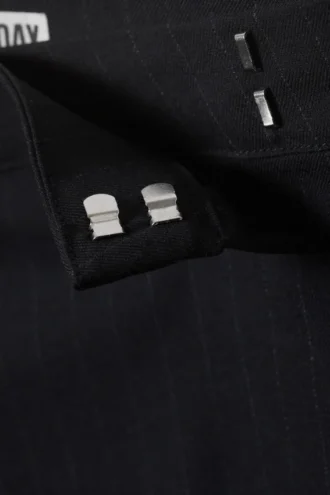 Falda de traje plisada – Azul oscuro – Rayas finas