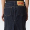 Falda larga ajustada de denim de talle bajo – Blue Rinse – Azul oscuro