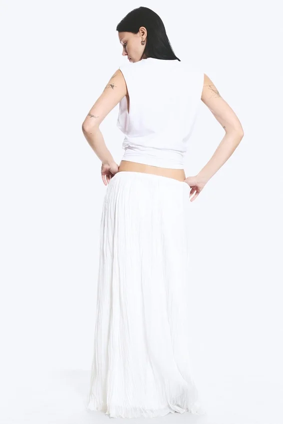 Falda larga arrugada – Blanco apagado Falda larga arrugada – Blanco apagado