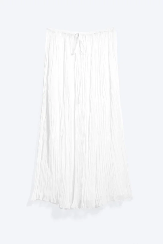 Falda larga arrugada – Blanco apagado Falda larga arrugada – Blanco apagado