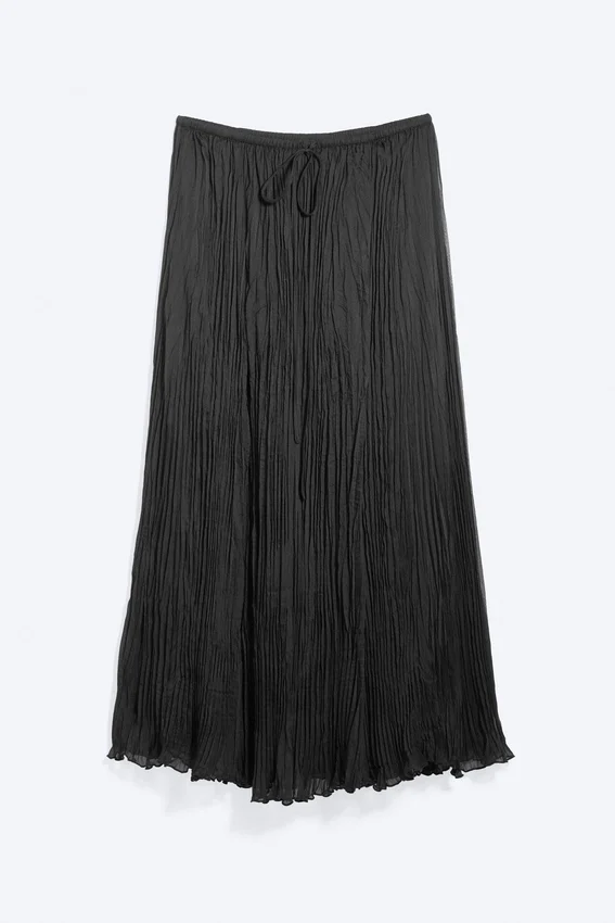 Falda larga arrugada – Gris oscuro Falda larga arrugada – Gris oscuro