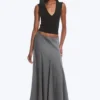 Falda larga con paneles de talle medio – Gris oscuro jaspeado Falda larga con paneles de talle medio – Gris oscuro jaspeado