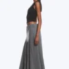 Falda larga con paneles de talle medio – Gris oscuro jaspeado Falda larga con paneles de talle medio – Gris oscuro jaspeado