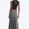 Falda larga con paneles de talle medio – Gris oscuro jaspeado Falda larga con paneles de talle medio – Gris oscuro jaspeado