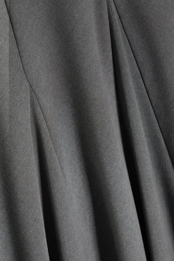 Falda larga con paneles de talle medio – Gris oscuro jaspeado Falda larga con paneles de talle medio – Gris oscuro jaspeado