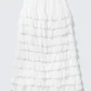 Falda larga con volantes en capas – Blanca