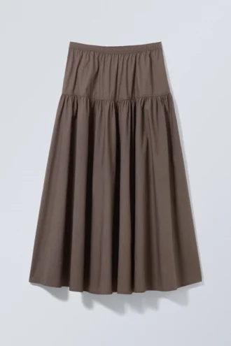 Falda larga de algodón – Marrón oscuro