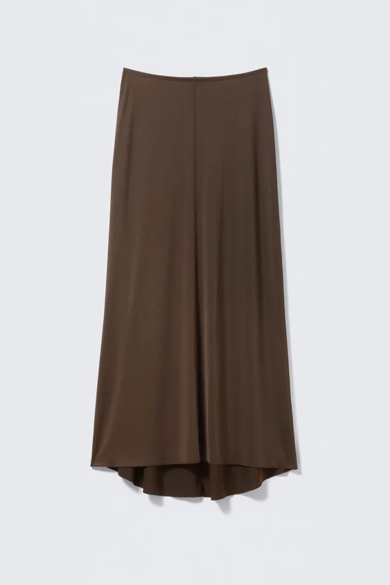 Falda larga de jersey – Marrón oscuro Falda larga de jersey – Marrón oscuro
