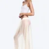 Falda larga de lyocell de talle bajo – Blanco roto transparente
