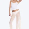 Falda larga de lyocell de talle bajo – Blanco roto transparente