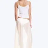 Falda larga de lyocell de talle bajo – Blanco roto transparente