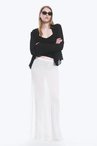 Falda larga de punto de algodón transparente – Blanca Falda larga de punto de algodón transparente – Blanca