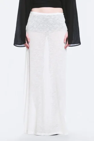 Falda larga de punto de algodón transparente – Blanca Falda larga de punto de algodón transparente – Blanca