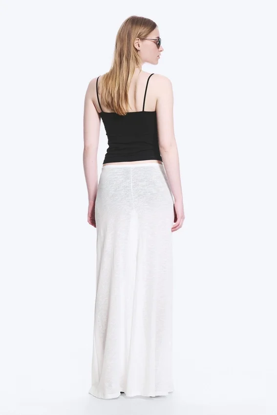 Falda larga de punto de algodón transparente – Blanca Falda larga de punto de algodón transparente – Blanca