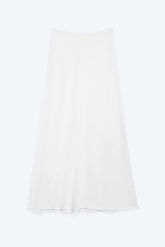Falda larga de punto de algodón transparente – Blanca Falda larga de punto de algodón transparente – Blanca
