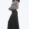 Falda larga de punto de algodón transparente – Negro Falda larga de punto de algodón transparente – Negro