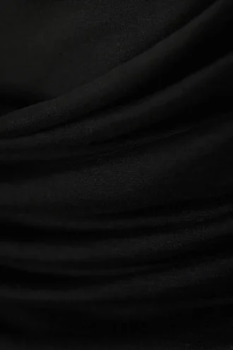 Falda larga drapeada con cordón – Negro