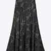 Falda larga estampada de talle medio – Verde caqui – Camuflaje
