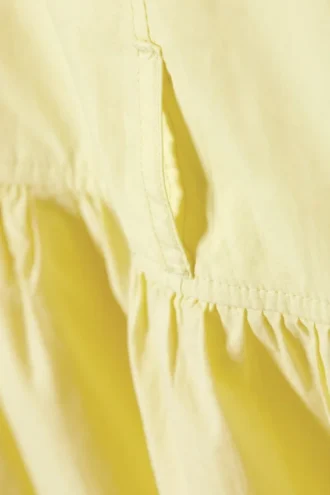 Falda larga fruncida de popelín de algodón – Amarillo claro