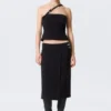 Falda lápiz de talle medio con hebillas laterales Faustina C – Negro